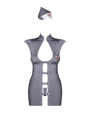 Эротический костюм стюардессы Obsessive Stewardess 3 pcs costume grey S/M (мятая упаковка!!!)