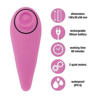 Пульсатор для клитора плюс вибратор FeelzToys - FemmeGasm Tapping & Tickling Vibrator Pink SO4579 фото