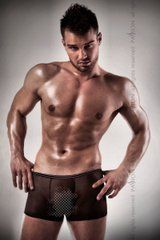 Прозорі чоловічі шортики Passion 025 SHORT black XXL/XXXL PSM0253 фото