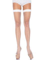 Панчохи-сітка Leg Avenue Fishnet Thigh Highs White, дрібна сітка, one size SO7974 фото