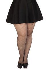 Колготки Leg Avenue Rhinestone micro net tights Plus size Black, дрібна сітка, стрази SX1729 фото