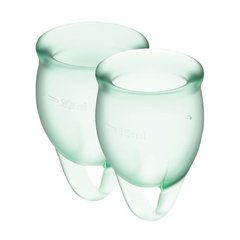 Набір менструальних чаш Satisfyer Feel Confident (light green), 15мл і 20мл, мішечок для зберігання