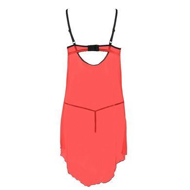Прозрачный пеньюар с открытой грудью CHERRY CHEMISE red XXL/XXXL - Passion Exclusive, трусики PS25503 фото