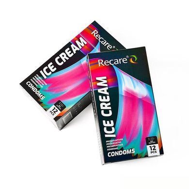 Презервативи Holographic Recare Ice Cream Big Dotted Condoms 12 шт, з пухирцями, аромат: морозиво SX3338 фото