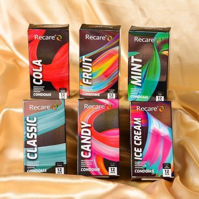 Презервативи Holographic Recare Ice Cream Big Dotted Condoms 12 шт, з пухирцями, аромат: морозиво SX3338 фото