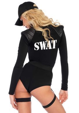 (SALE) Костюм еротичних спецсил Leg Avenue SWAT Team Babe XS, боді, пояс, підв&rsquo;язки, рація, кепка SO8543 фото