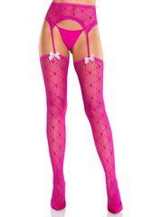 Колготки-панчохи Leg Avenue Heart Garterbelt Stockings One Size Magenta SX2758 фото