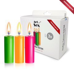 Набір воскових свічок Art of Sex size S 10 см (3 шт), низькотемпературні, люмінісцентні