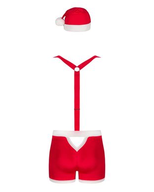 Мужской эротический костюм Санта-Клауса Obsessive Mr Claus L/XL, боксеры на подтяжках, шапочка с пом SO7295 фото