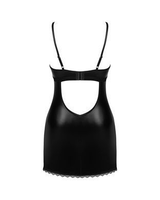 Сорочка Obsessive Norides chemise & thong, XL/2XL, обтисла, з мокрим ефектом, стрінги в комплекті SX1162 фото