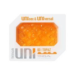 Унисекс-стимулятор Tenga UNI Topaz, оранжевый, рельеф в виде бугорков, лубрикант в комплекте SO9807 фото