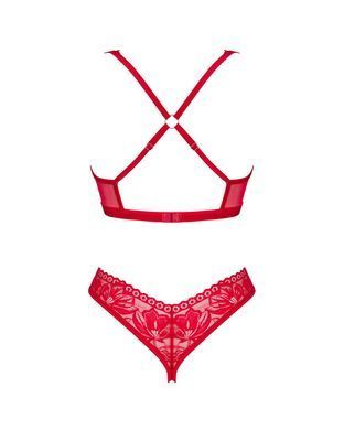 Комплект белья Obsessive Lacelove cupless 2-pcs set XS/S Red, открытый доступ, открытая грудь SO8652 фото
