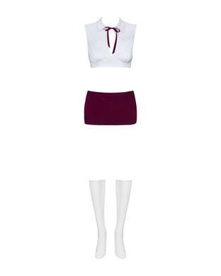 Еротичний костюм студентки Obsessive Student 4 pcs costume S/M, топ, спідниця, стринги, гольфи SO7731 фото