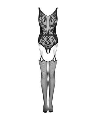 Бодістокінг Obsessive Bodystocking G324 XL/XXL black, силуетний малюнок SO7246 фото
