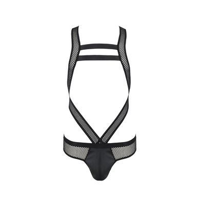 Чоловіче еротичне сітчасте боді Passion 045 VICTOR L/XL Black, екошкіра, сітка SO7606 фото