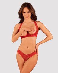 Комплект белья Obsessive Lacelove cupless 2-pcs set M/L Red, открытый доступ, открытая грудь SO8653 фото