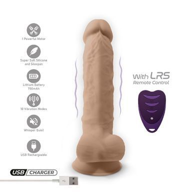 Фаллоимитатор с вибрацией SilexD Vetus Vibro Flesh (MODEL 1 size 8in) + LRS, двухслойный, диаметр 4, SO8213 фото