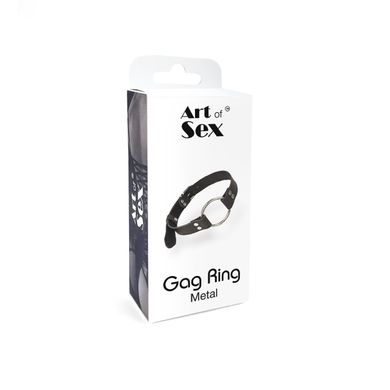 Кляп Металлическое кольцо из натуральной кожи Art of Sex - Gag Ring Metal, цвет Черный SO6790 фото