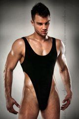 Чоловічий боді з високим вирізом стегна Passion 010 BODY black L/XL PSM0101 фото