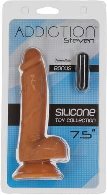 Фаллоимитатор ADDICTION Steven 7.5" Silicone Dong Caramel, вибропуля в подарок SX3155 фото