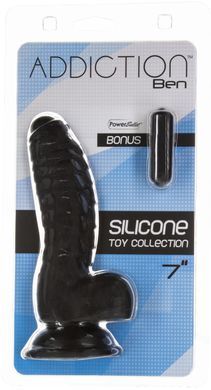 Фаллоимитатор ADDICTION Ben 7" Dildo With Balls Black, вибропуля в подарок SX3156 фото