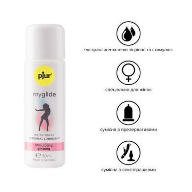 Збуджувальна змазка на водній основі pjur my glide 30 мл, з женьшенем, зігріває PJ10550 фото