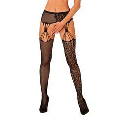 Эротические колготки-бодистокинг Obsessive Garter stockings S821 S/M/L, имитация чулок и пояса для ч SO8162 фото