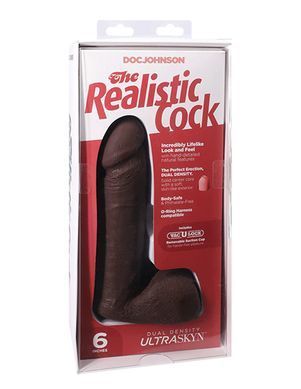 Фалоімітатор Doc Johnson The Realistic Cock 6 inch Black - ULTRASKYN, Vac-U-Lock, діаметр 4,3 см SO2790 фото