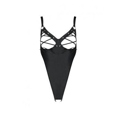 Боди из экокожи CELINE BODY black XXL/XXXL &mdash; Passion: с доступом, открытый SO6405 фото