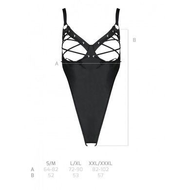 Боди из экокожи CELINE BODY black XXL/XXXL &mdash; Passion: с доступом, открытый SO6405 фото