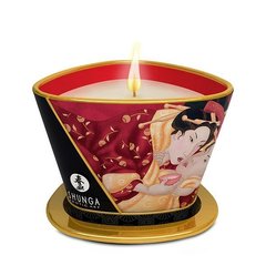 Масажна свічка Shunga Massage Candle – Sparkling Strawberry Wine (170 мл) з афродизіаками SO2513 фото