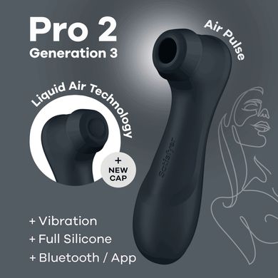 Вакуумный клиторальный стимулятор Satisfyer Pro 2 Generation 3 with Liquid Air Connect App Dark Grey SO8404 фото