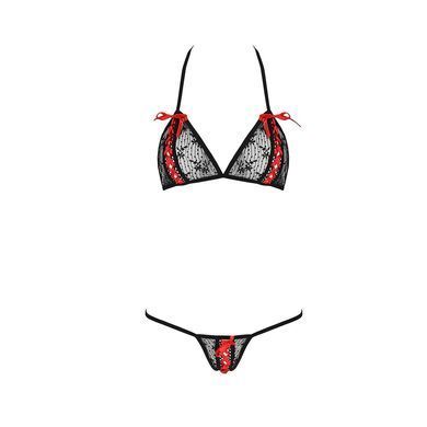 Комплект белья MELISSA BIKINI black L/XL - Passion: лиф со шнуровкой и трусики стринги EL15901 фото