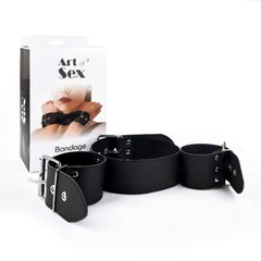 Нашийник з наручниками із натуральної шкіри Art of Sex - Bondage Collar with Handcuffs