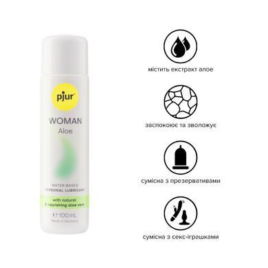 Лубрикант на водной основе pjur Woman Aloe 100 мл с экстрактом алоэ, увлажняющий, без парабенов PJ13320 фото