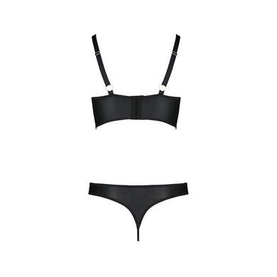 Комплект из эко-кожи с люверсами и ремешками Malwia Bikini black L/XL &mdash; Passion, бра и трусики SO5762 фото