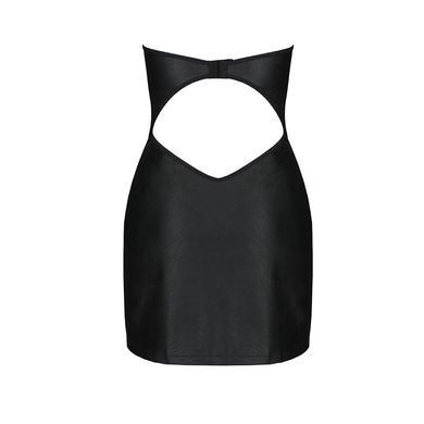 Мини-платье из экокожи CELINE CHEMISE black XXL/XXXL &mdash; Passion: шнуровка, трусики в комплекте SO6408 фото