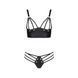 Комплект из эко-кожи с люверсами и ремешками Malwia Bikini black L/XL &mdash; Passion, бра и трусики SO5762 фото 3