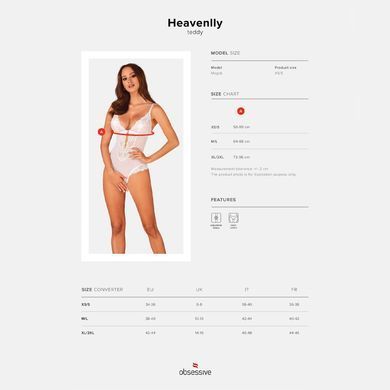 Еротичне напівпрозоре боді Obsessive Heavenlly crotchless teddy XS/S, з доступом SO8166 фото