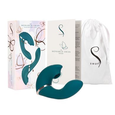 Багатофункціональний вібратор з вакуумною стимуляцією Swan The Monarch Teal SO8905 фото