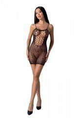 Ажурное мини-платье на тонких бретелях Passion BS096 One Size, black, плетение на груди SO8929 фото