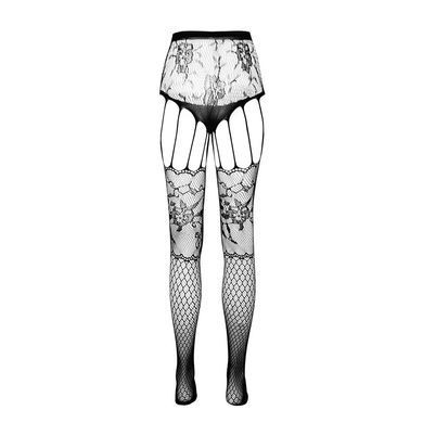 Эротические колготки-бодистокинг Passion ECO S004 white, закрытые трусики, декор, подвязки SO7095 фото