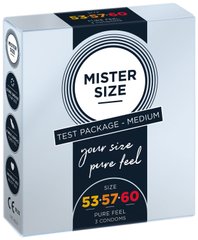 Набір презервативів Mister Size - pure feel - 53–57–60 (3 condoms), 3 розміри, товщина 0,05 мм SO8040 фото