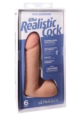 Фаллоимитатор Doc Johnson The Realistic Cock 6 inch White - ULTRASKYN, Vack-U-Lock, диаметр 4,3см SO1550 фото
