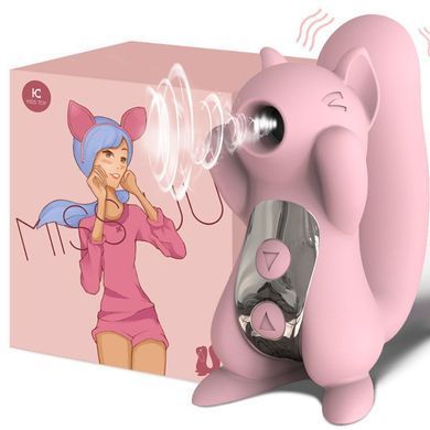 Вакуумный стимулятор с вибрацией KisToy Miss UU Pink, игрушка 2-в-1 SO3759 фото