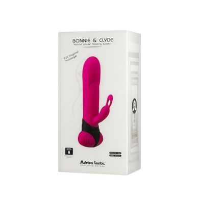 Вибратор с вращением ствола Adrien Lastic Bonnie & Clyde с пультом LRS, с петелькой для пальчика AD107530 фото
