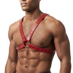 Мужская портупея Art of Sex - Spartacus, экокожа, цвет красный, размер L-2XL SX3460 фото