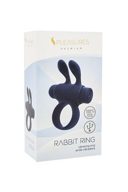 Ерекційне віброкільце S Pleasures Premium Rabbit Ring чорне, зі знімною віброкулею та вушками SX1608 фото