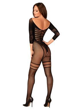 Сітчастий бодістокінг з імітацією підв&rsquo;язок Obsessive Bodystocking G329 XL/XXL, black, з доступом SO7694 фото