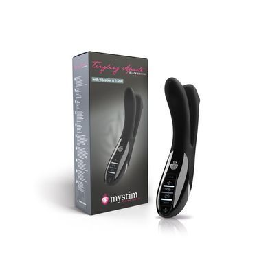 Вібратор подвійний з електростимуляцією Mystim Tingling Aparte eStim Black, міостімулятор SO2989 фото